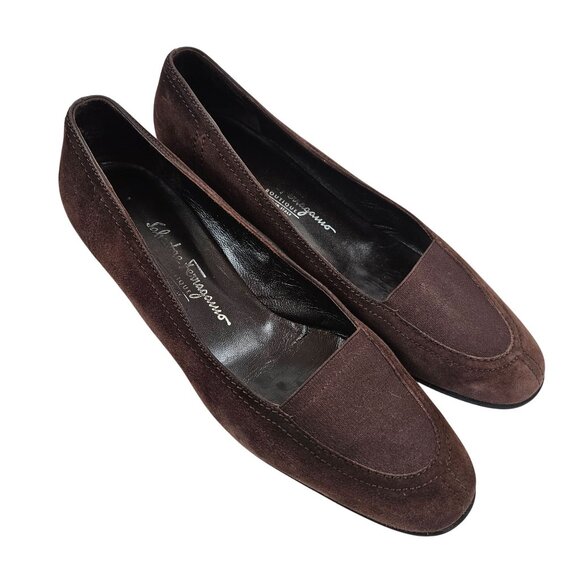 Salvatore Ferragamo Shoes - Salvatore Ferragamo Shoes Size 9.5B Womens Brown Suede Slip On Loafers Comfort